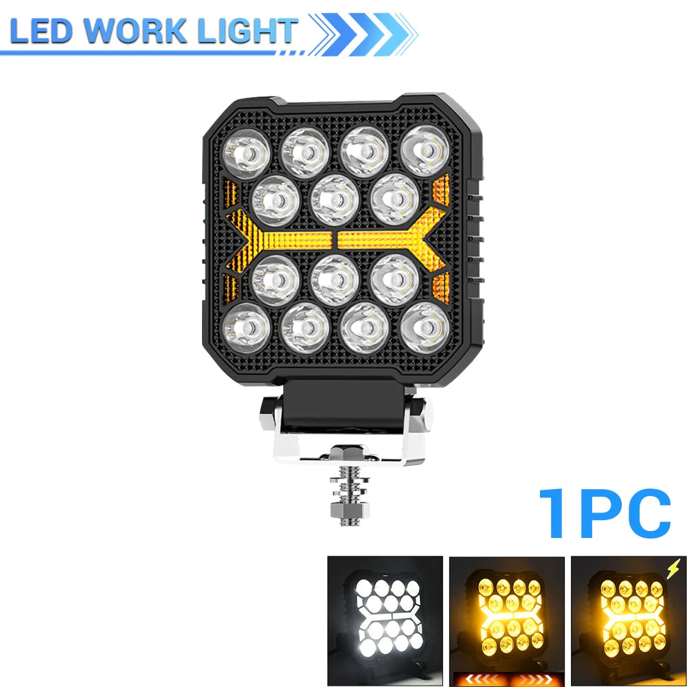 Phares LED de Travail Quad 4" Antibrouillard 12V 24V