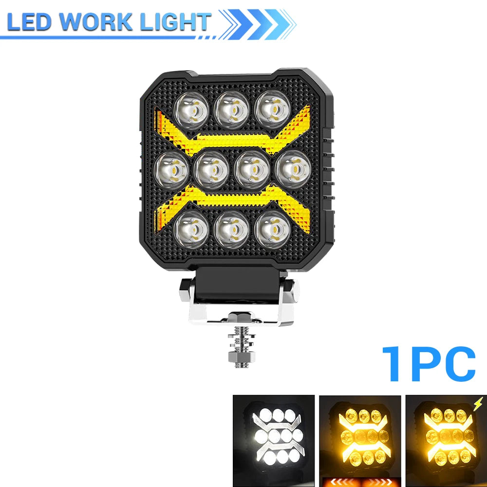 Phares LED de Travail Quad 4" Antibrouillard 12V 24V