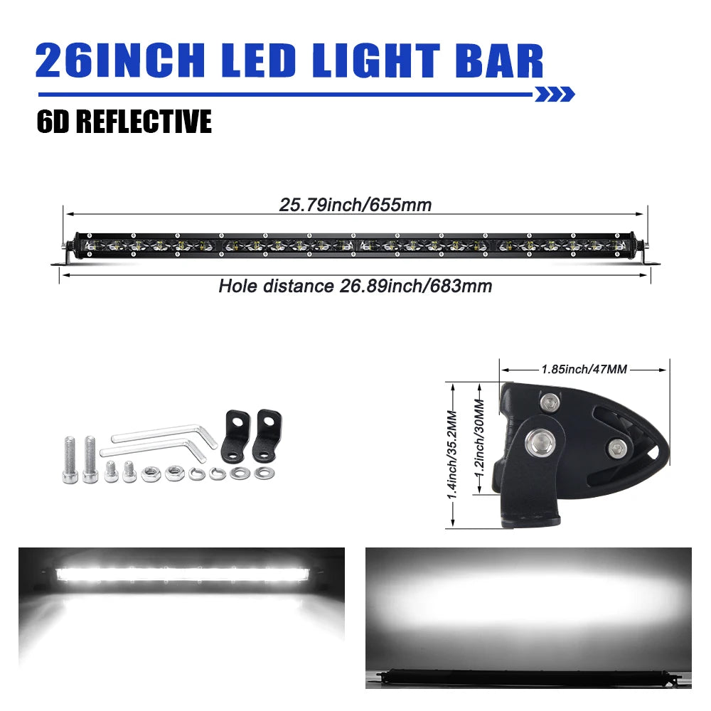 Barre LED 6D Quad ATV Tracteur