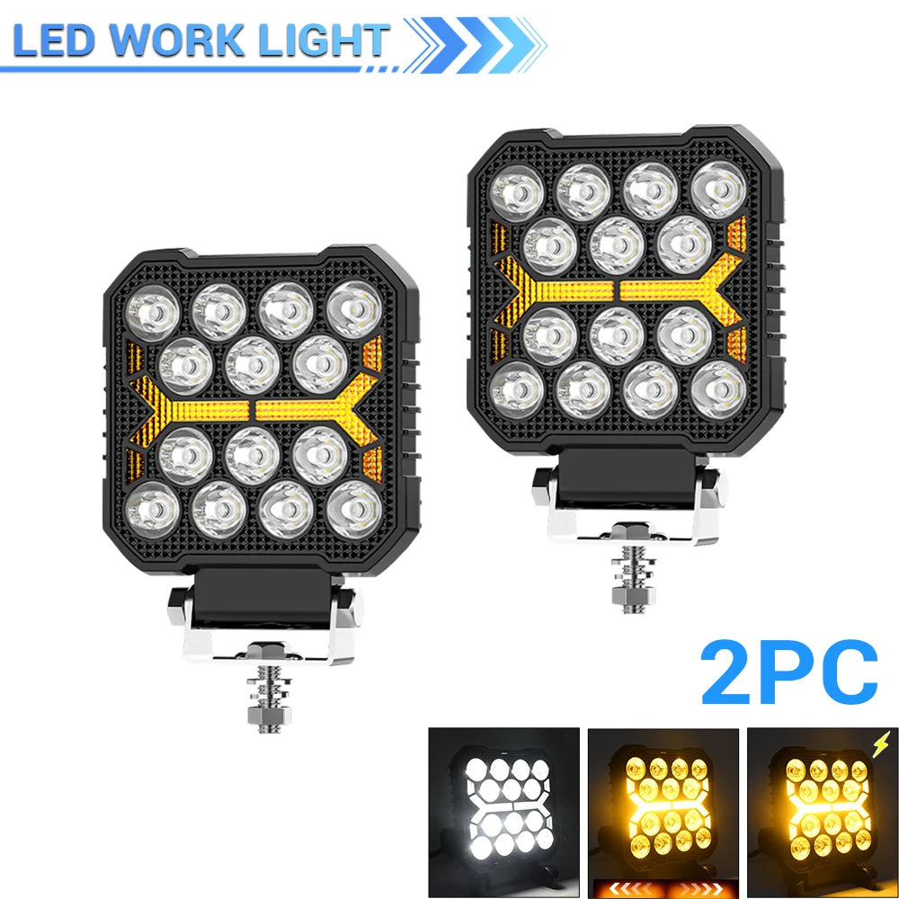Phares LED de Travail Quad 4" Antibrouillard 12V 24V