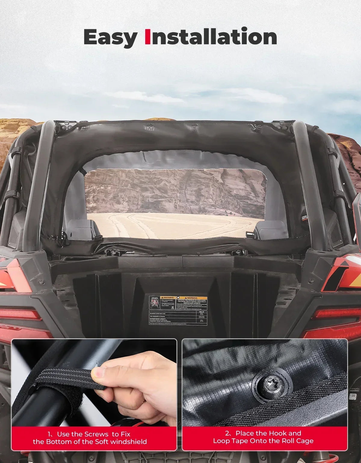 Pare-brise arrière imperméable Polaris RZR