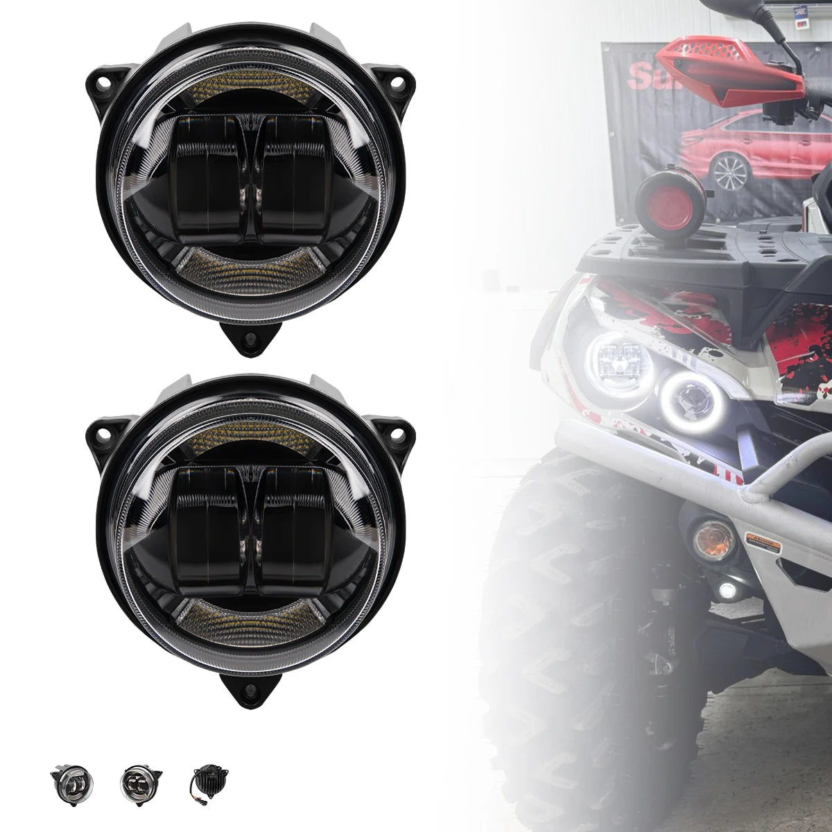 Phare LED Halo quad monté
