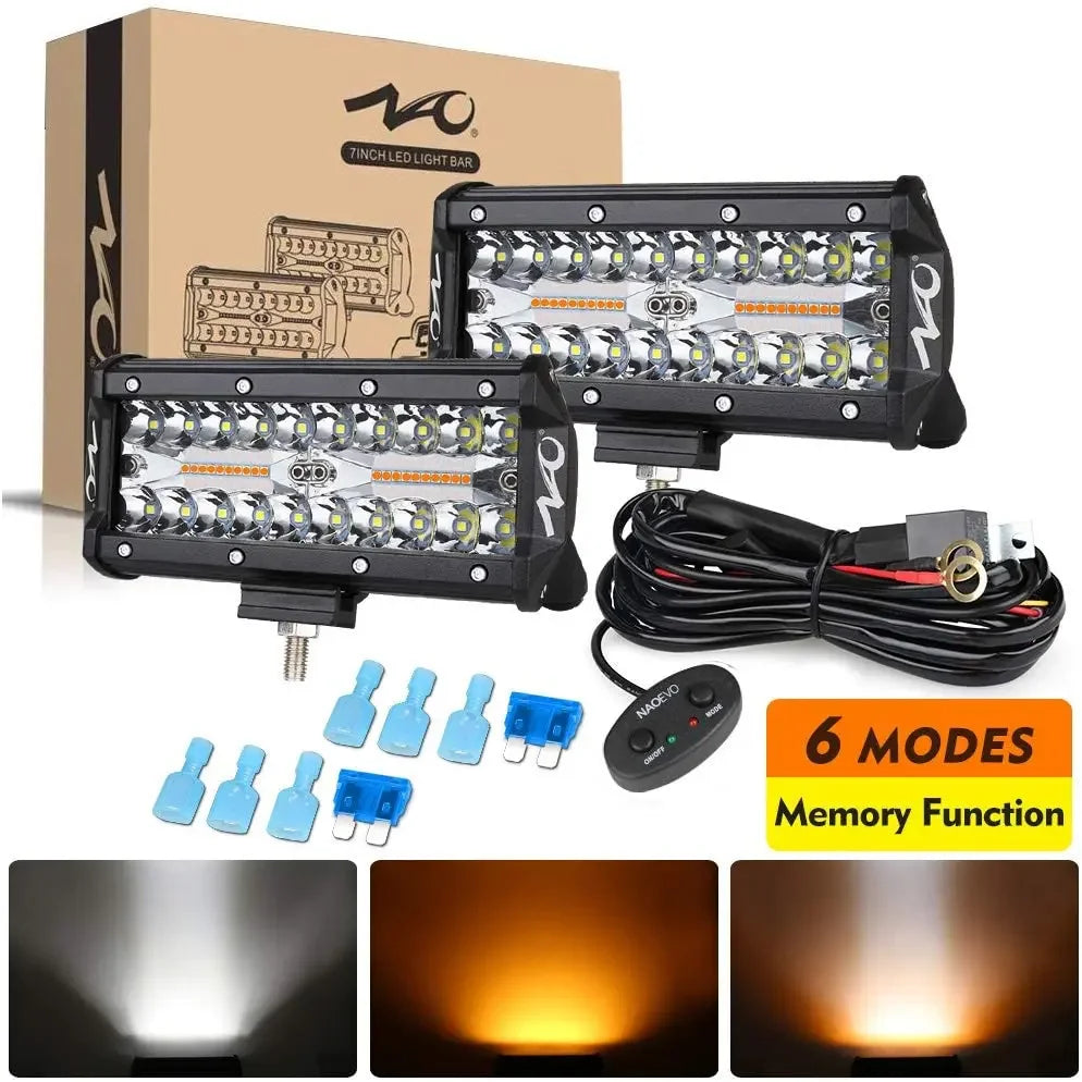 Barre LED Quad 7" 240W Tout-terrain 6 Modes (12V 24V)