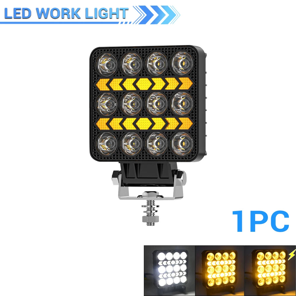 Phares LED de Travail Quad 4" Antibrouillard 12V 24V