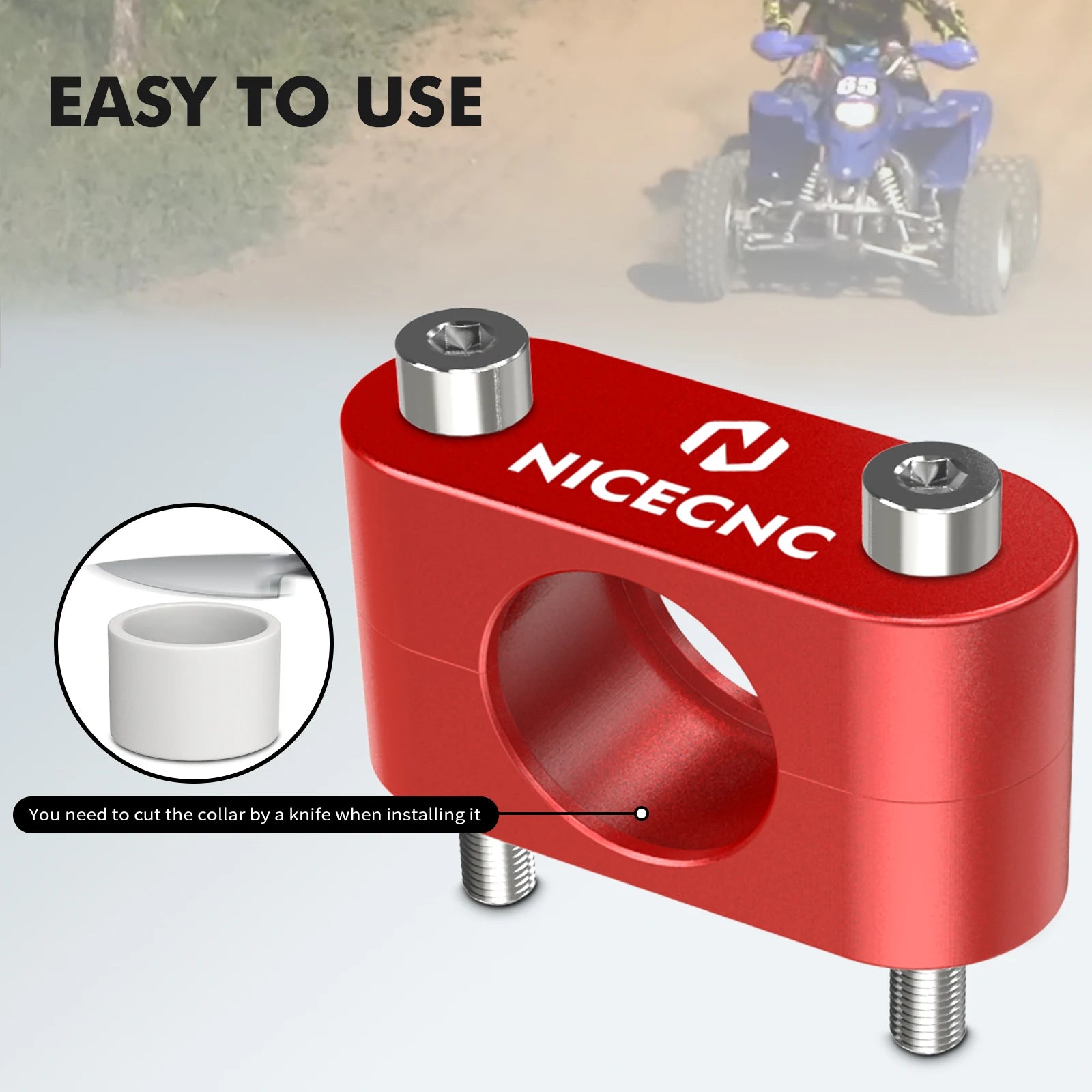 Bague tige direction quad Yamaha rouge